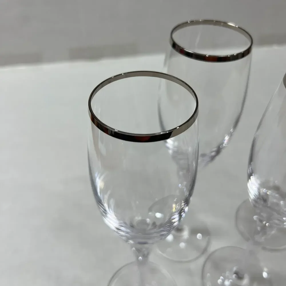 Royal Doulton Oxford Platinum Champagne Flute Set of 4 Lead Crystal Austria NEW
